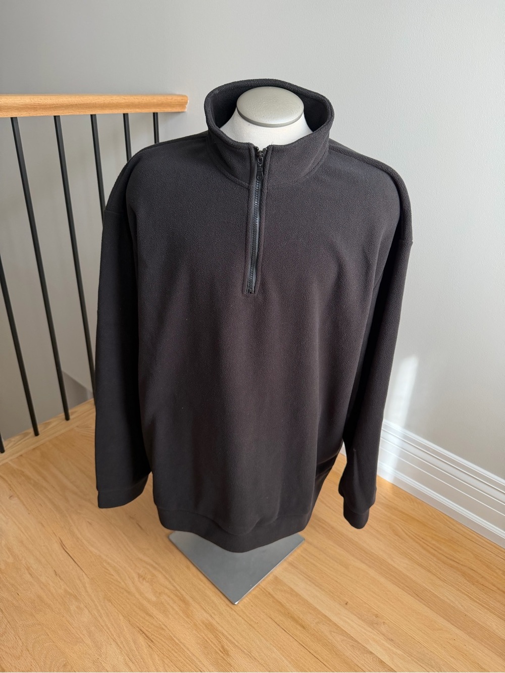 Men's Black Quarter-Zip Fleece Sweater